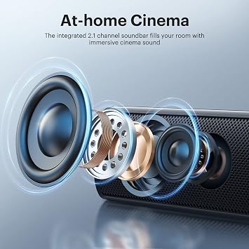 THOMSON Sound Bars for TV, HiFi Stereo TV Speakers Home Theater Surround Soundbar with Bass Reflex Speaker, 35-Inch, Bluetooth 5.0, 3 EQ Modes, DSP Audio, Adjustable Bass, HDMI/ARC/AUX/Opti/Coax/USB
