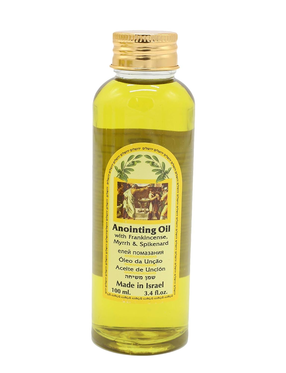 Ein Gedi Anointing Oil 100 ml - 3.4fl oz Blessing from Jerusalem Made in Holyland for Prayer and Blessings (100ml, Frankincense Myrrh & Spikenard)