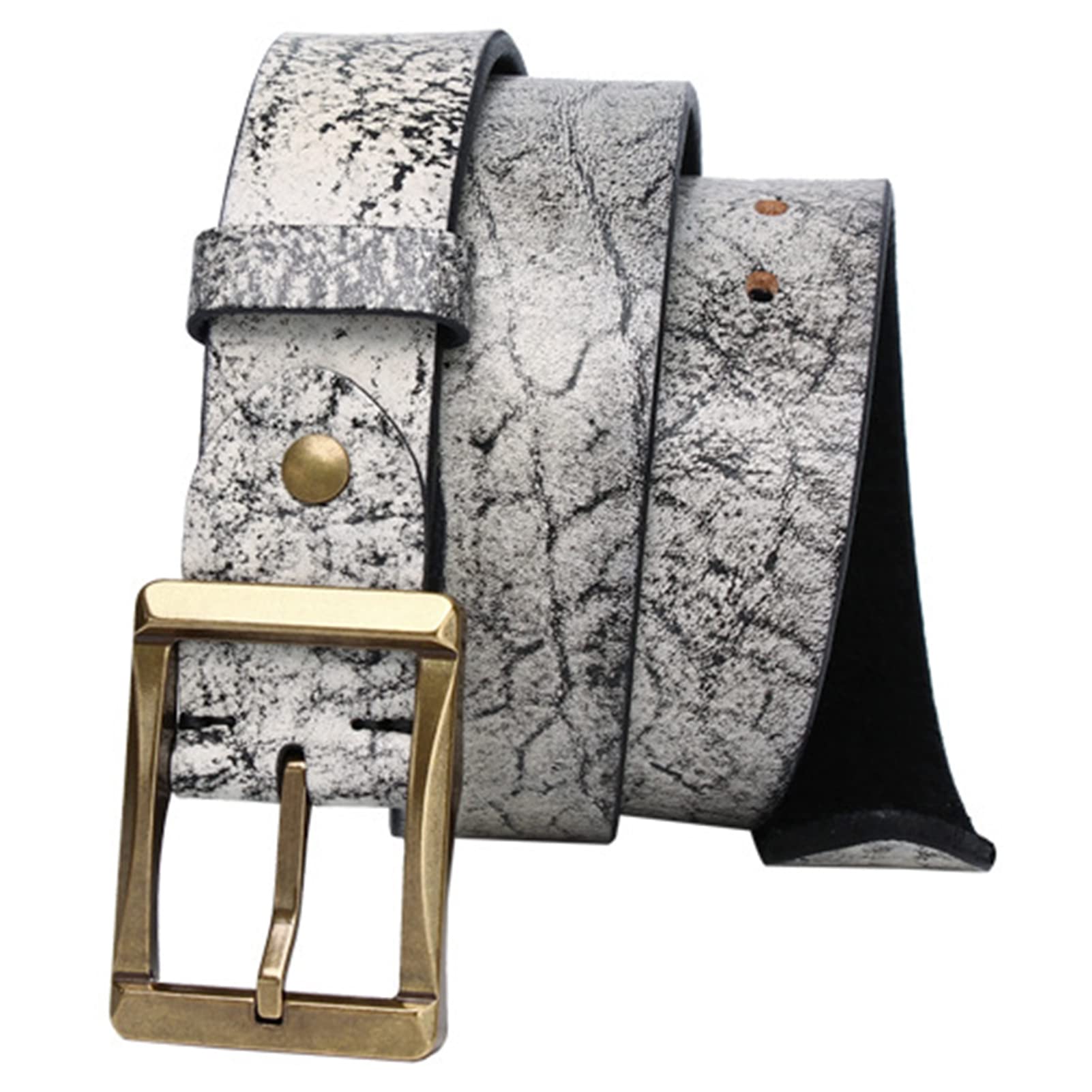 pasek, Jeansy skórzane biznesowe, casualowe/robocze, 105-125 cm, z miedzianą klamrą o szerokości 1,5 cala(Gris,110cm/waist:36"~38")