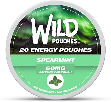 Wild 60mg Caffeine Pouches Nicotine Free Spearmint - 20 x Energy Pouches - Caffeine Pouch