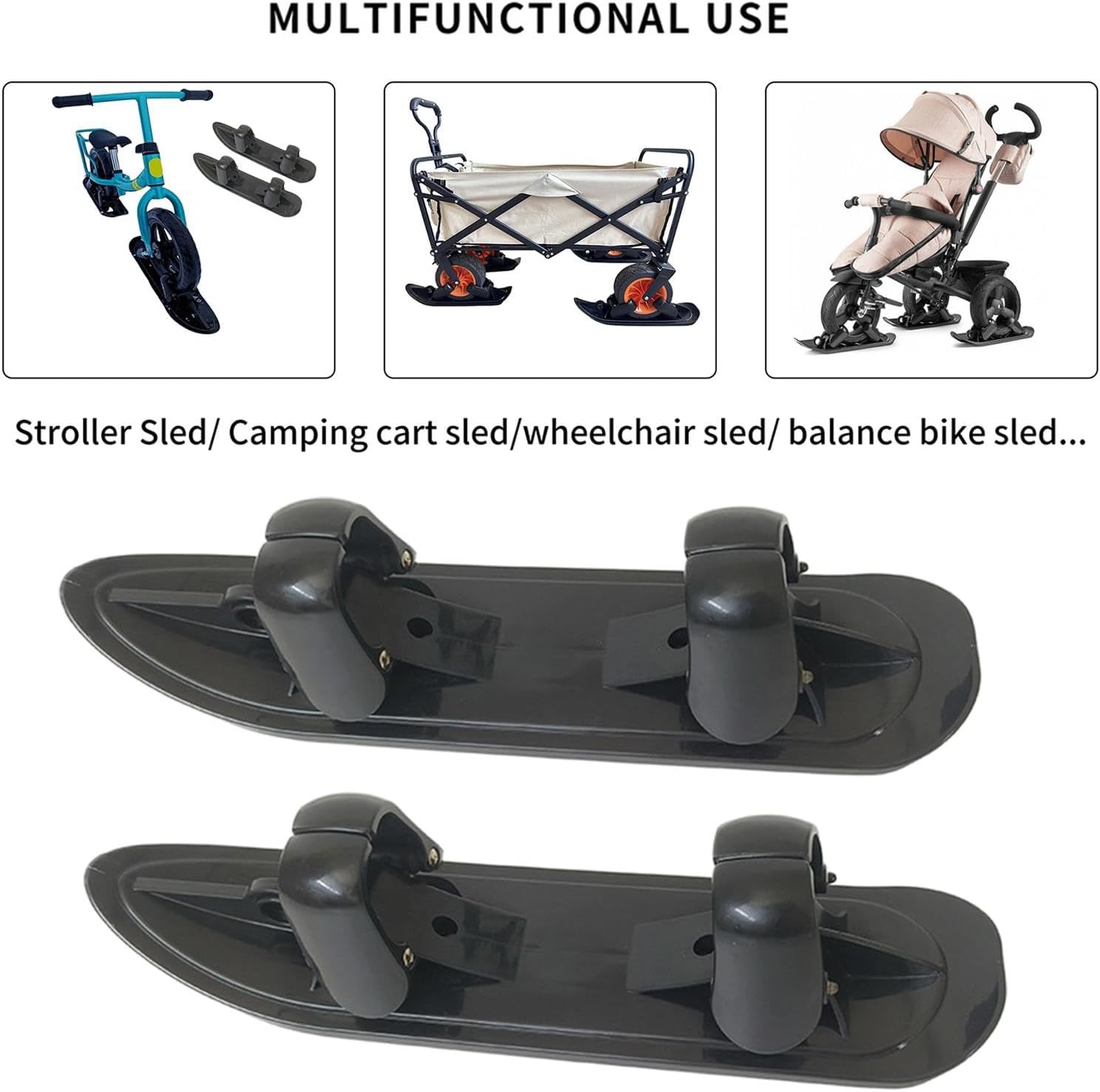 Colaxi 2 Pieces Snow Skis Snow Sledge Balance Bike into Sled Snowmobile Skiing Sled Attachment for Lakeside