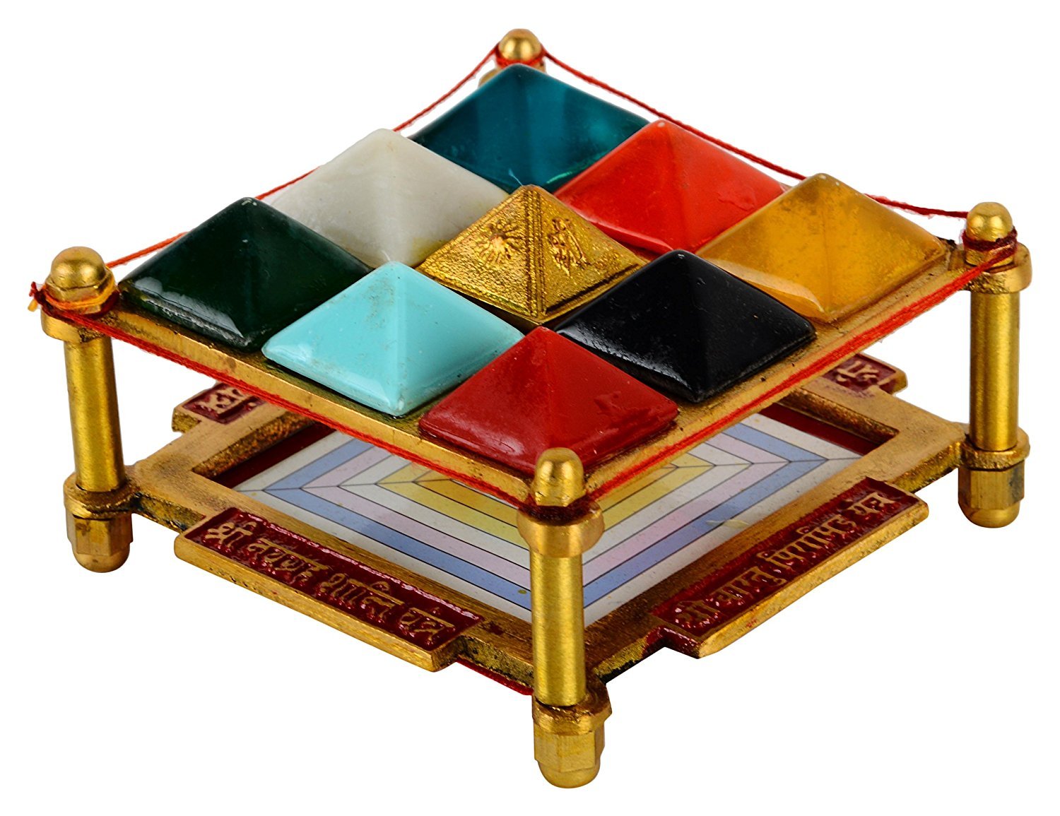 Cosmo-craftvilla Brass Navgrah Pyramid Yantra Chowki (Gold_3.5 Inch X 3.5 Inch X 1.9 Inch)
