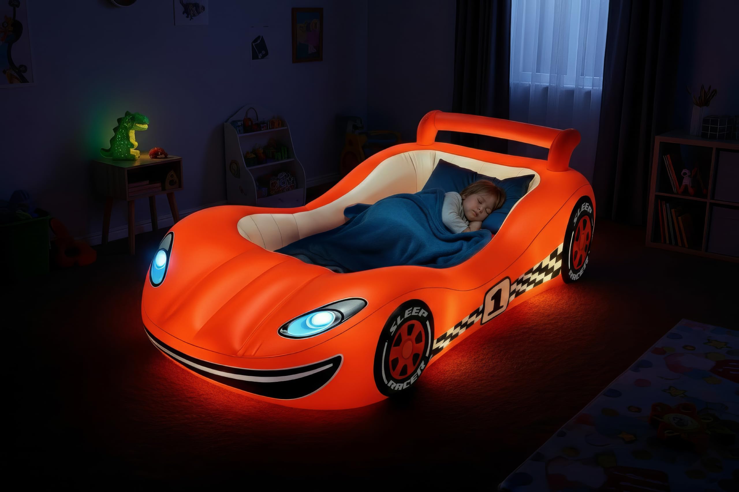 Air Candy Sleep Racer, comodo lettino gonfiabile per auto con LED rosso, per bambini dai 2 ai 6 anni