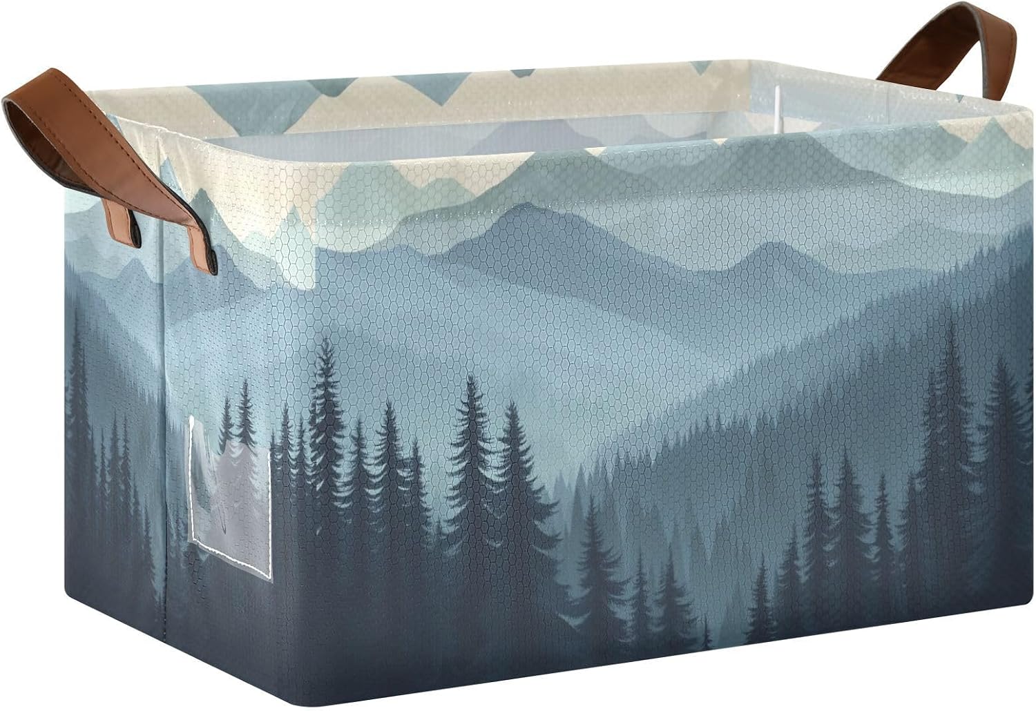 Forest Mountain Rectangle Storage Basket Waterproof Foldable Kid Toy Box with Handles for Shelves Closet Office