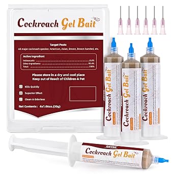 Indoor & Outdoor Cockroach Gel Bait - 4 Tubes, Ready-to-Use Cockroach Control