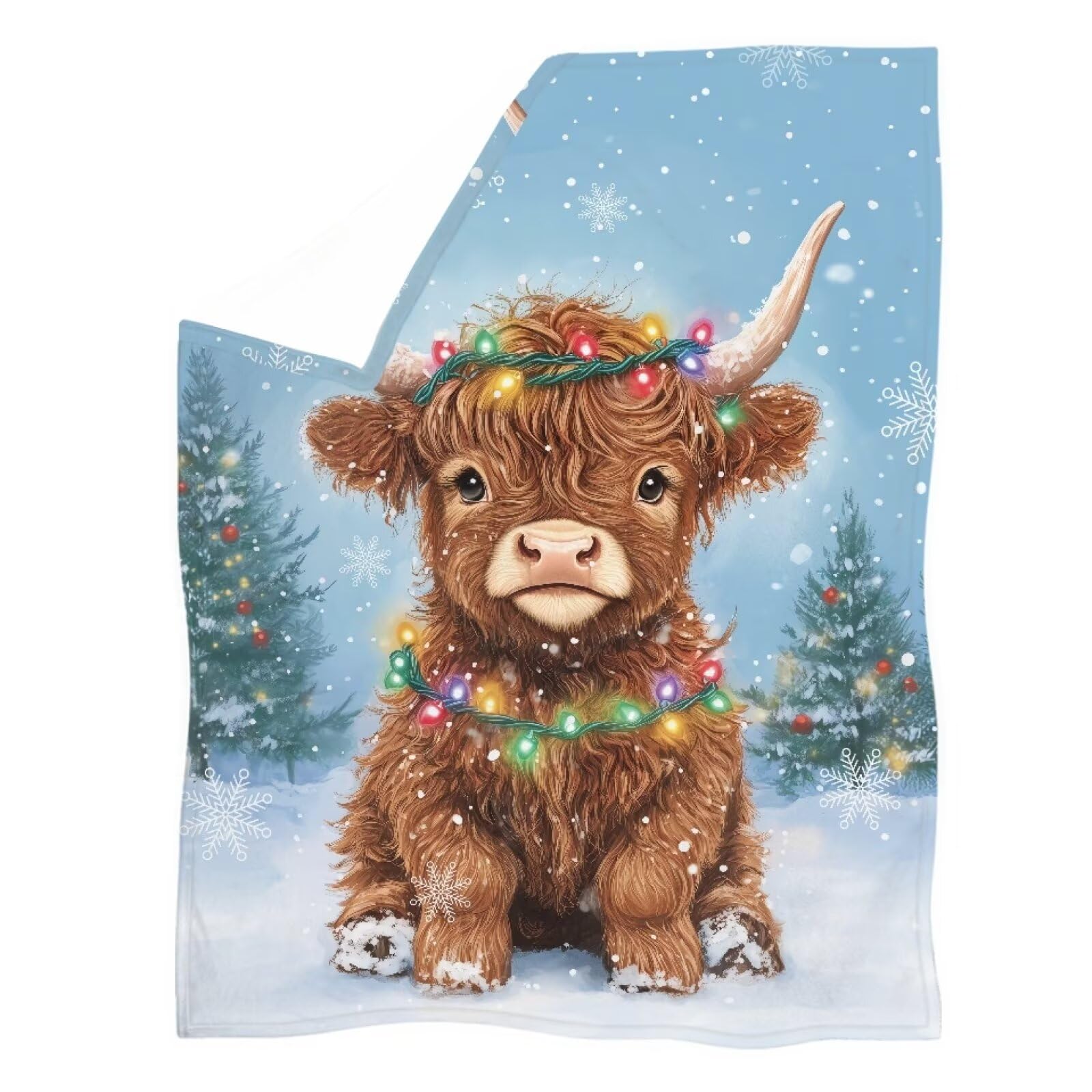 chaqlin Throw Blanket Highland Cow Print Bedding Room Decor Flannel Blankets Lightweight Comfort Warm for Bed Sofa Couch โ image 1