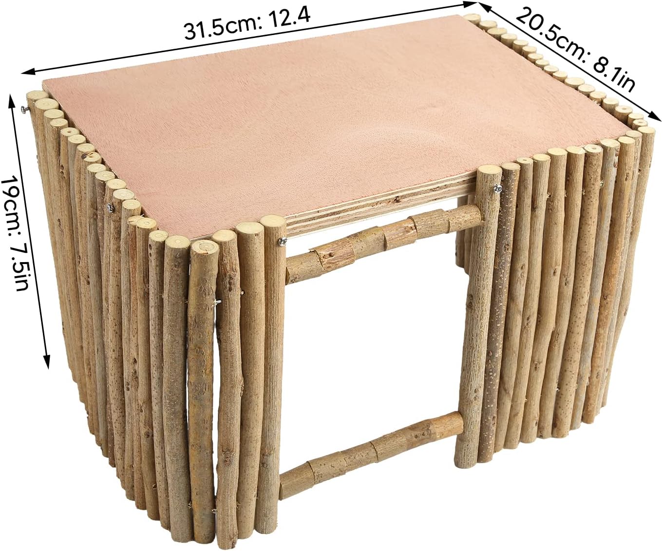 Wooden Pet Hideout Hut, Small Animal House with Breathable Fence for Hamster, Guinea Pig, Bunny, Chinchilla