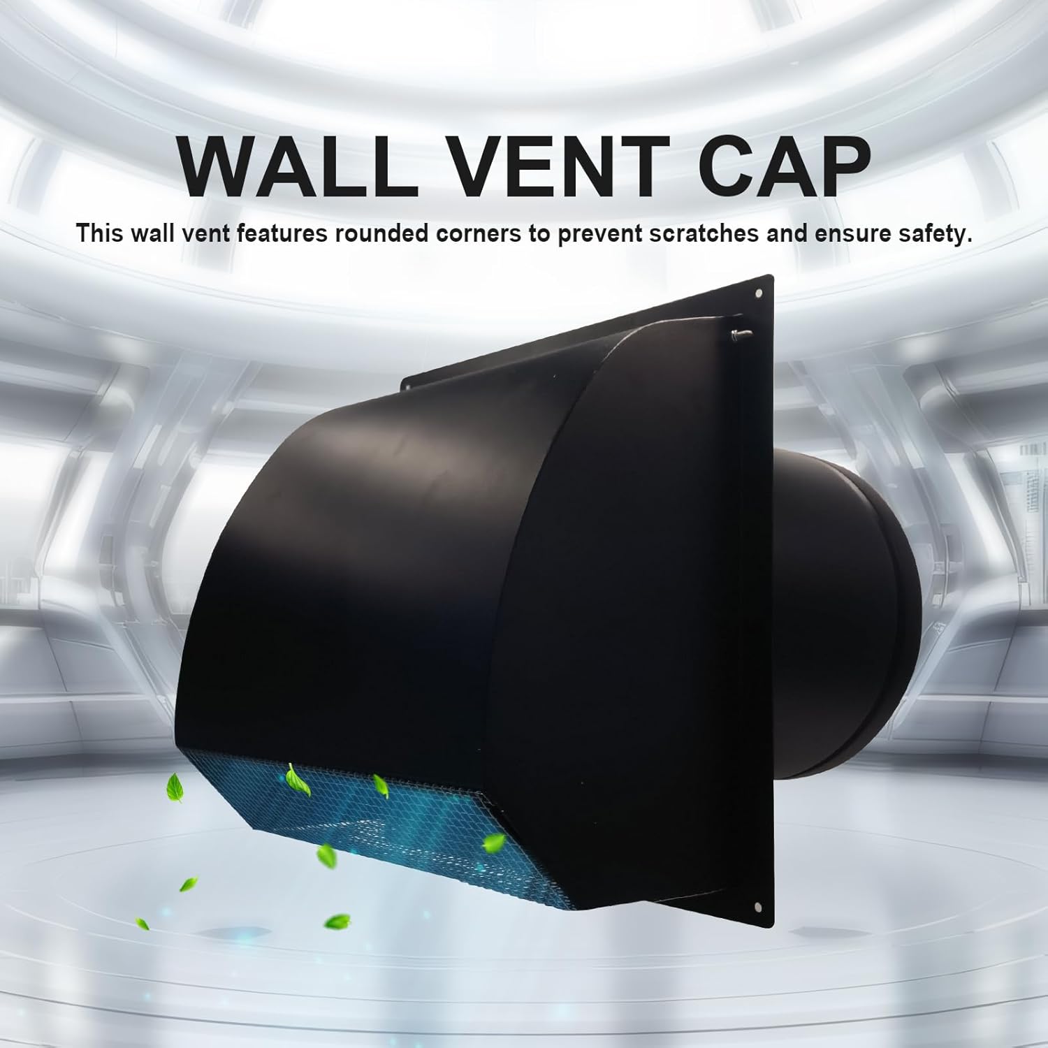 10 Inch Galvanized Steel Hooded Wall Vent,Arc-Shaped Outdoor Wall Vent Cap with Mesh Cover and Damper for Kitchen, Bathroom, Laundry, Garage Ventilation and Exhaust(Black, 10 Inch)