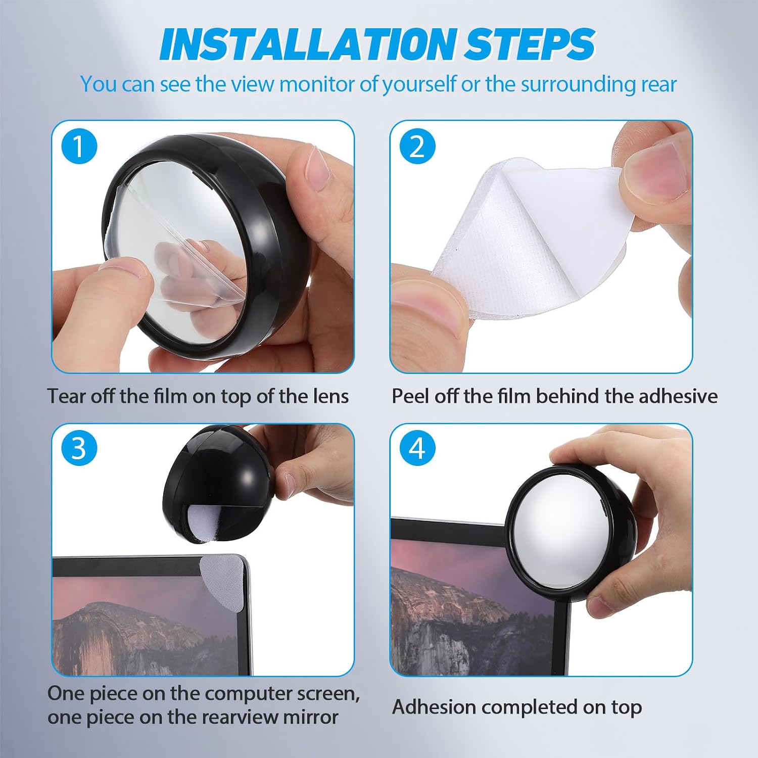 Cabilock Computer Monitor Mirror Cubicle Mirror for Office Desk Rearview to See Behind You Clip on Mini Acrylic pc for Laptop Desk Cabinet 3 pack image 3