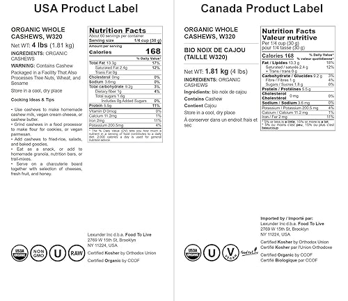 Vista 17 de Food to Live - Anacardos orgánicos, 2 libras enteros, sin sal, sin OMG, Kosher, crudos, veganos, a granel