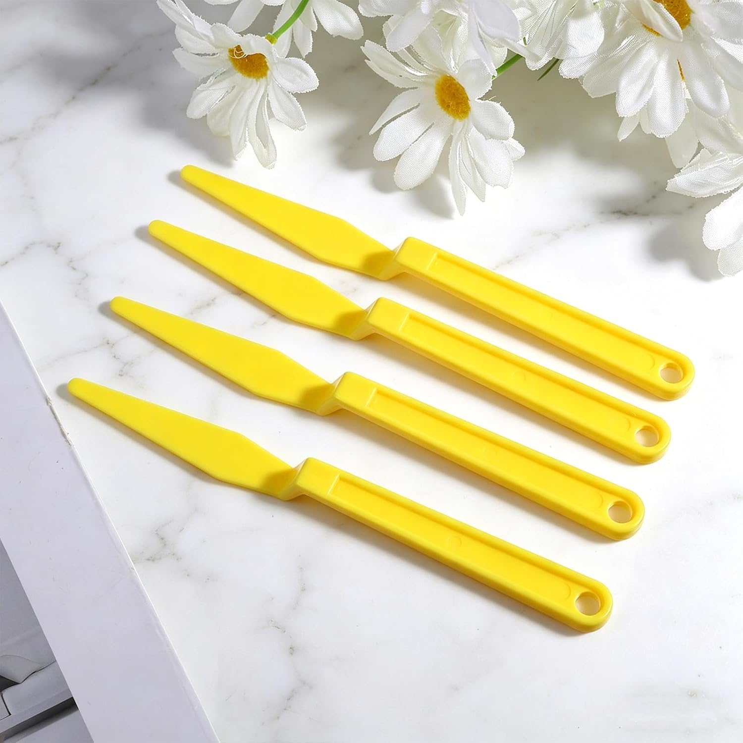 6Pcs Car Window Tint Squeegee Tool, Flexible Vinyl Wrap Squeegee with Long Handle, Yellow Corner Squeegee with Flat Lip for Window Tinting Film Installation & Vinyl Wrapping Application