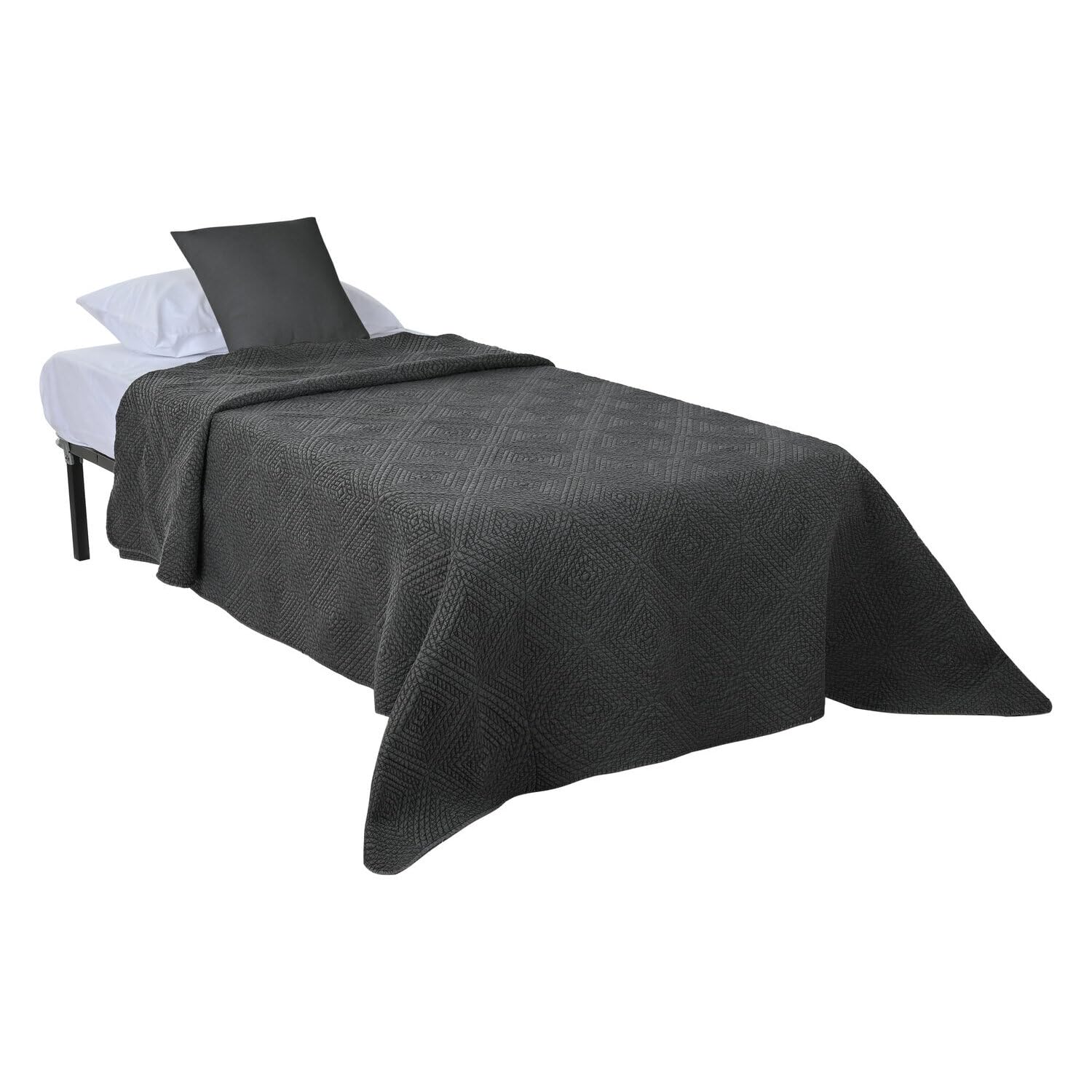 Couvre-lit gris clair anti-plis en polyester 180x260 cm pour un lit toujours impeccable