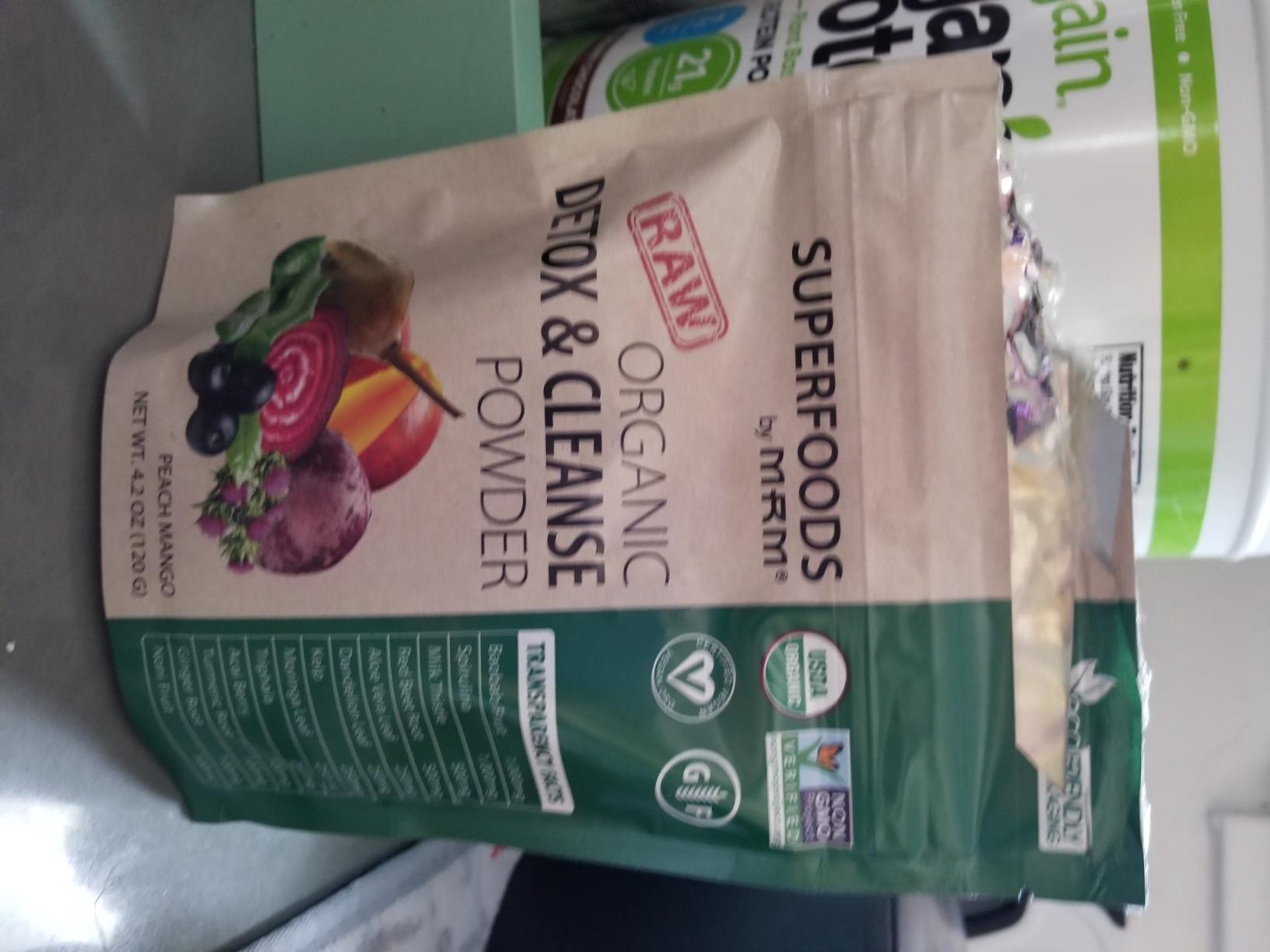 MRM Nutrition Organic Detox and Cleanse Powder Sabor a melocotón y mango