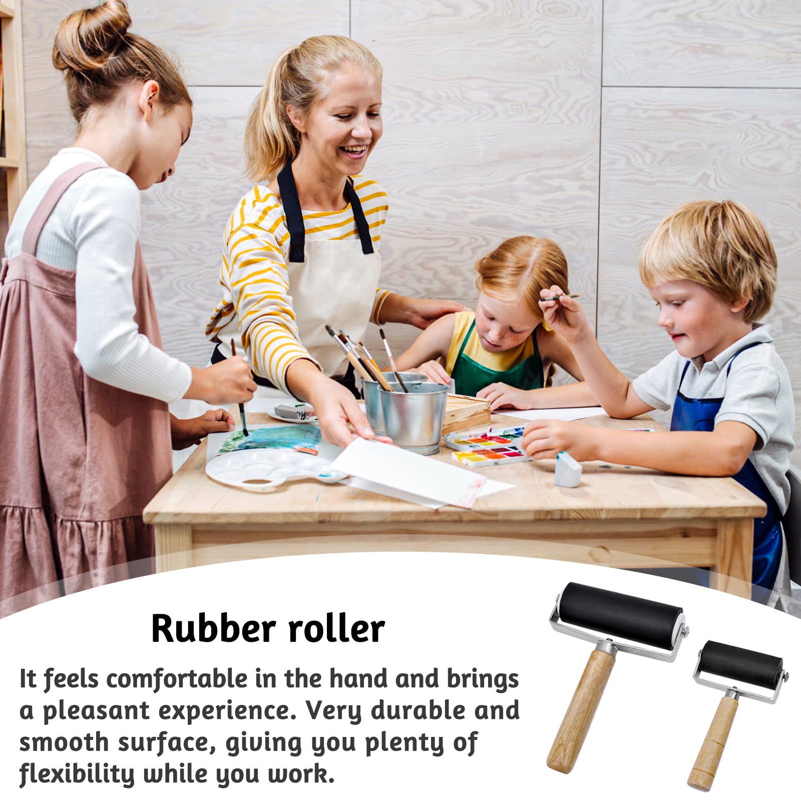 4 Stks Rubber Roller, AIFUDA Brayer Rollers Lijmrol voor Inkt Verf Blok Stempelen, Printmaking Behang en Kunst & Ambachten (2.3/3.95 4 Stks Rubber Roller, AIFUDA Brayer Rollers Lijmrol voor Inkt Verf Blok Stempelen, Printmaking Behang en Kunst & Ambachten (2.3/3.95