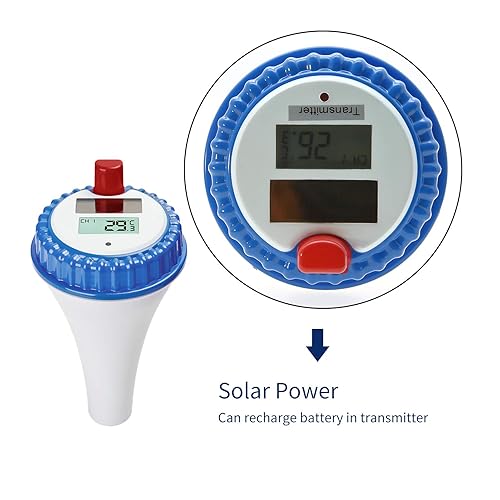 Miniatura 4 de Termómetro solar inalámbrico para piscina para piscinas interiores al aire libre, spas, jacuzzis, estanques, medidor de temperatura flotante digital