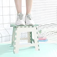 Vista 7 de CertBuy 11 Inch Folding Step Stool for Adults and Kids, Non-Slip Folding Stools with Portable Handle, Compact Plastic Foldable Step Stool for