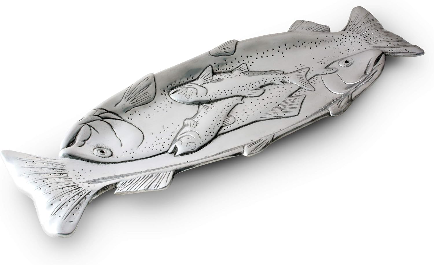 Arthur Court Designs Aluminum Trout Oblong Tray 19 inch x 6.5 inch