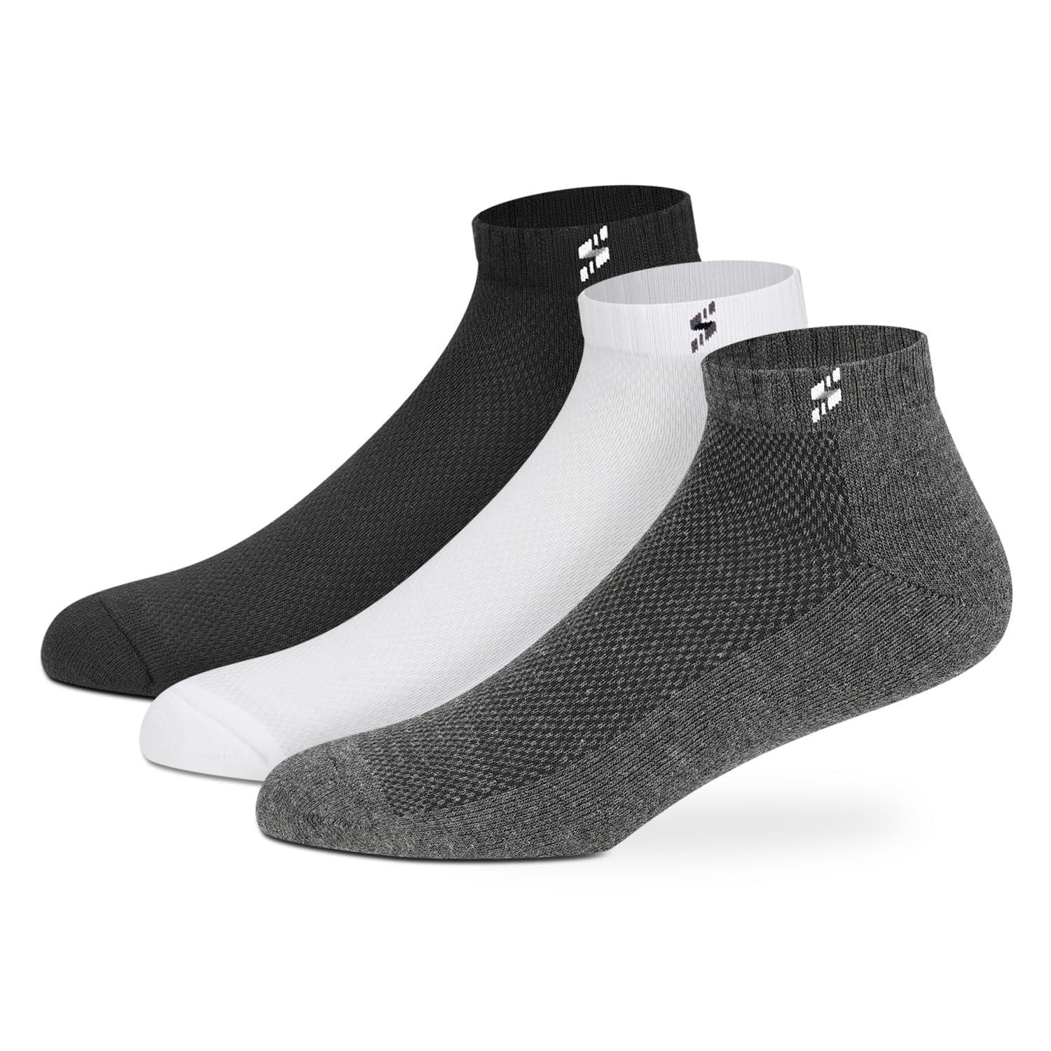 Supersox Ankle Length Sports Socks for Man | Half Terry Cushioned Cotton | Anti-Odour & Antibacterial | Breathable & Moisture Absorbent | Running, Gym & Sneaker | Pack of 3