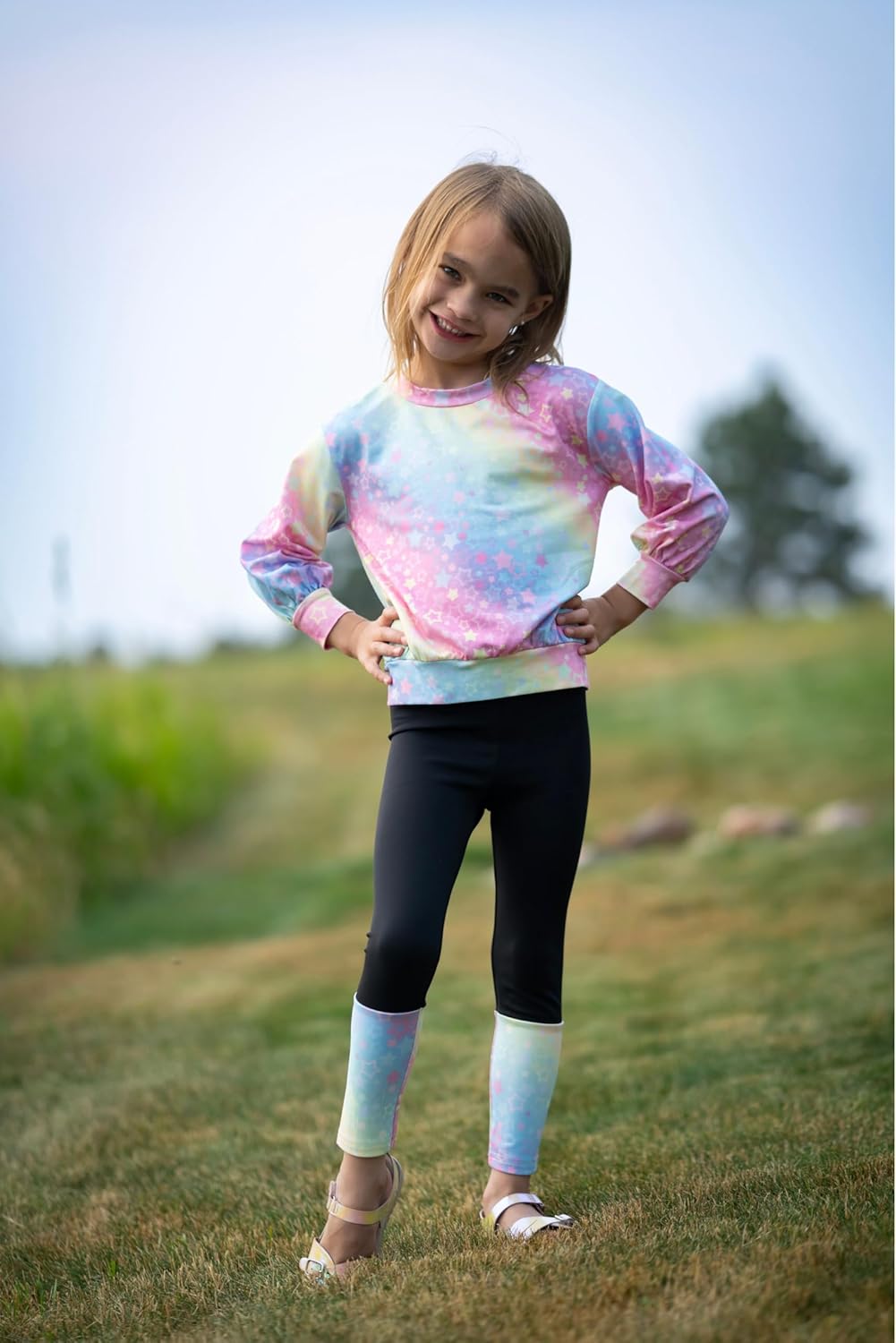 Arshiner Toddler Girls Clothes 2Pcs Graphic Pullover Sweatshirts Patchwork Leggings Pants Fall Winter Outfit Tracksuits 1-6 - Image 6