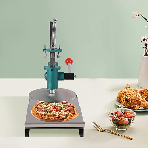 Miniatura 8 de Máquina manual de prensa de masa de pizza de acero inoxidable, prensatelas comerciales con placa de tracción y placa de prensa de 7.9 pulgadas,