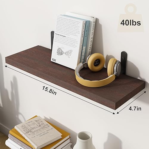 Miniatura 2 de Fixwal Estantes flotantes, estantes de pared de madera rústica, estantes de 4.7 pulgadas de ancho para decoración de pared, estilo granja para