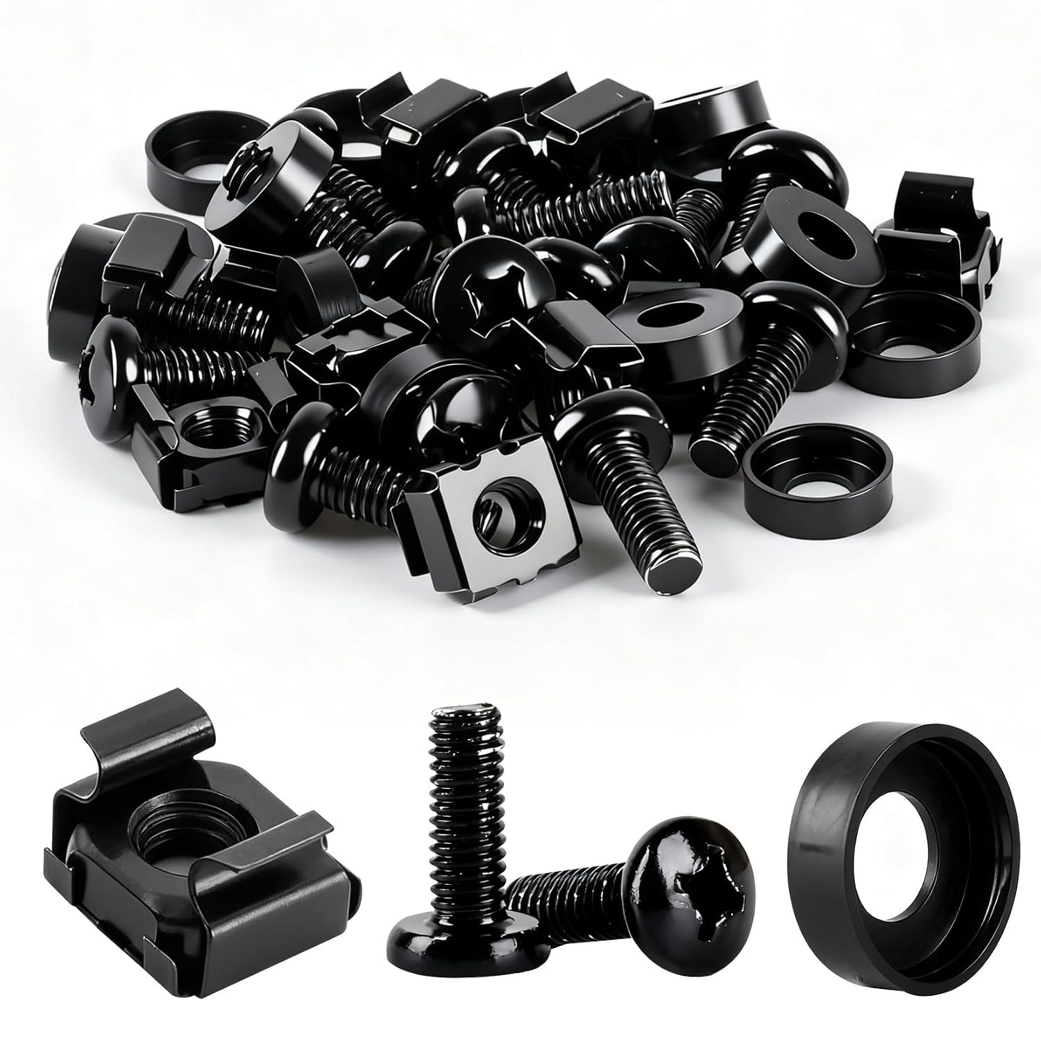 30 Packs M6 Cage Nuts and Bolts, Rack Mount Screws and Washers Set ...