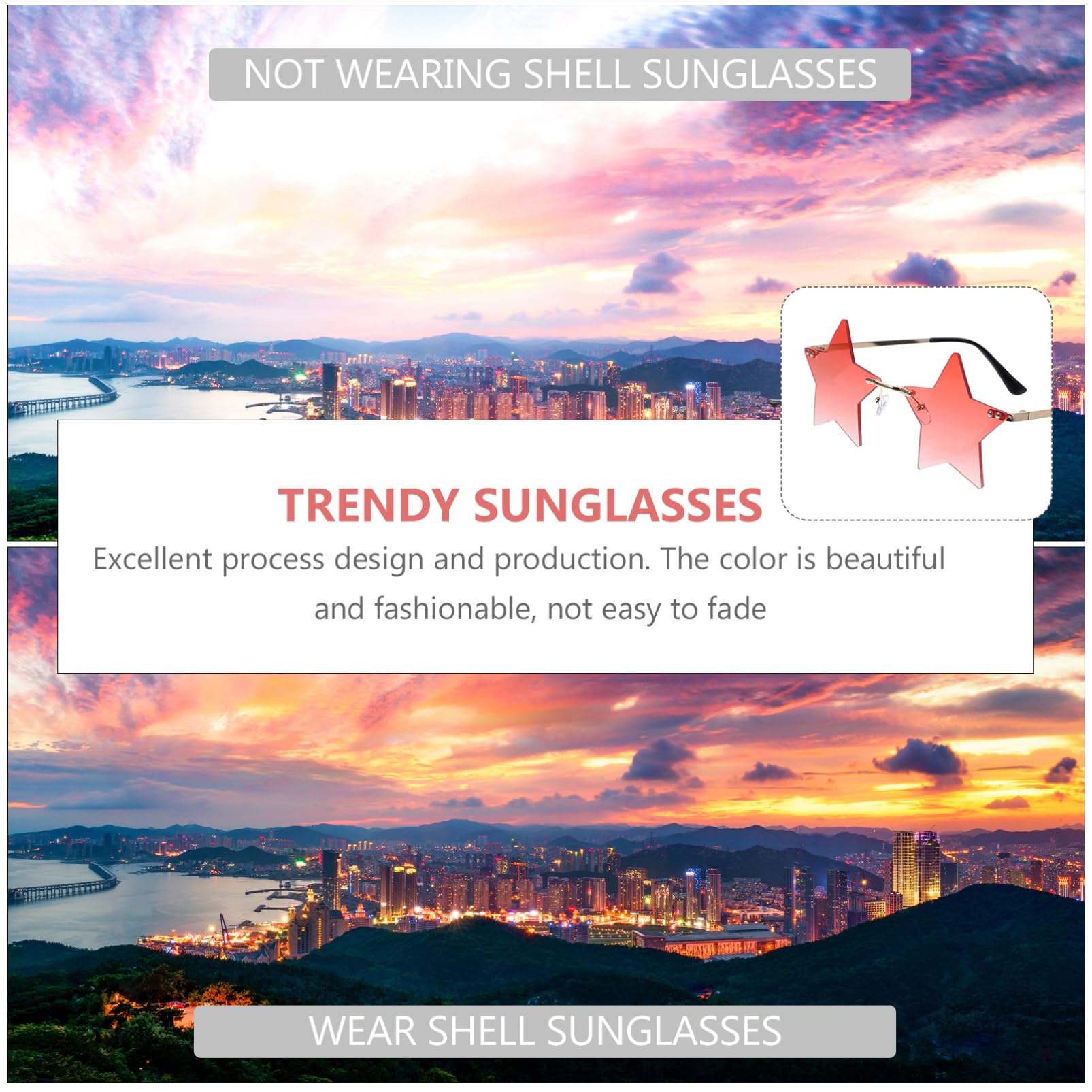 Holibanna Rimless Sunglasses for Women Polarized Rimless Glasses Stylish Frameless Sunglasses