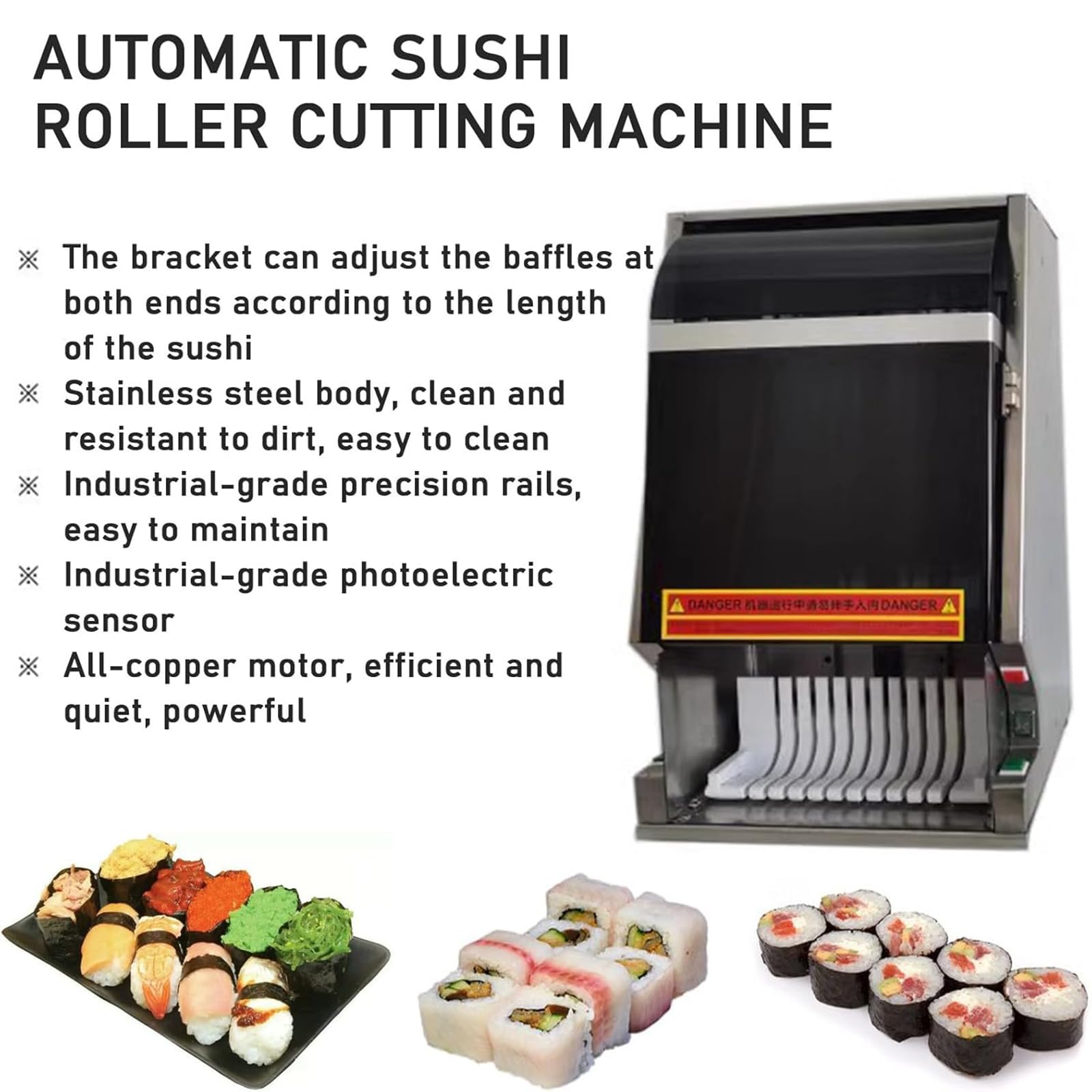 Cortador automático de rollos de sushi, máquina cortadora de sushi multifuncional para rebanadas rápidas y uniformes, corta sin esfuerzo 8/10/12 piezas, ideal para restaurante y snack bar