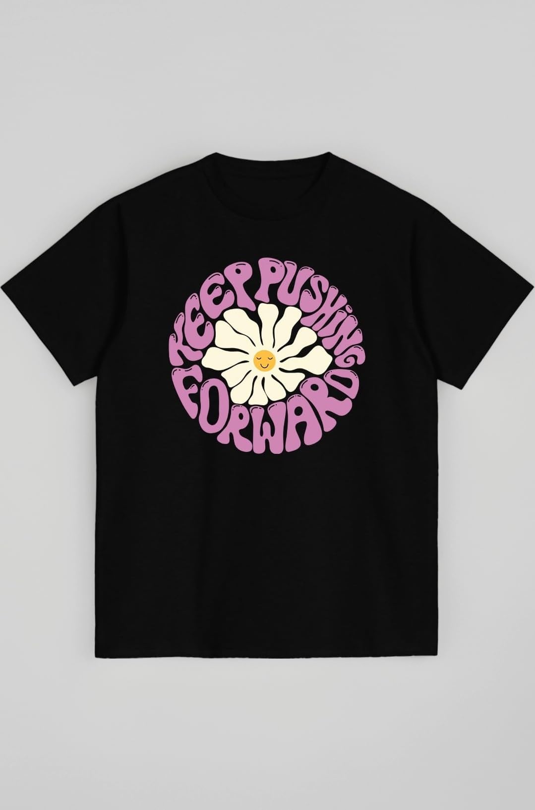 Printed Cotton Unisex T-Shirt for Men & Women | Keep Pushing Forward Quote Design | Regular Fit Crew Neck Half Sleeve Casual Tee