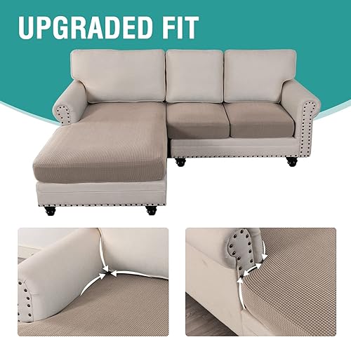 Vista 117 de OKYUK Fundas de sofá seccional en forma de L, 3 piezas, fundas de cojín para sofá seccional de terciopelo en forma de L, fundas elásticas para sofá
