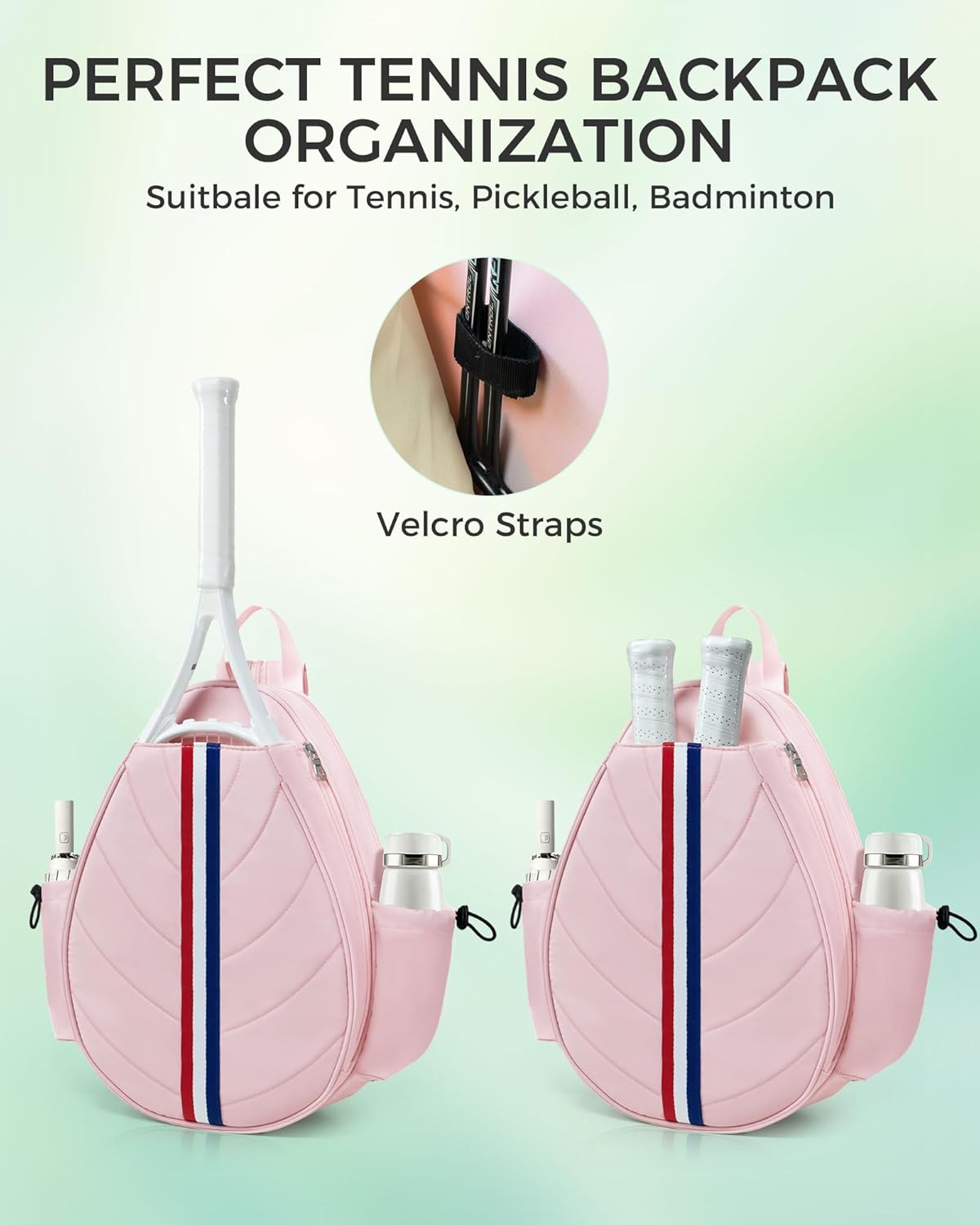 Tennis Bag, Water Resistant Tennis Backpack for Women Men, Quilted Crossbody Sling Design for Tennis, Pickleball, Badminton Rackets