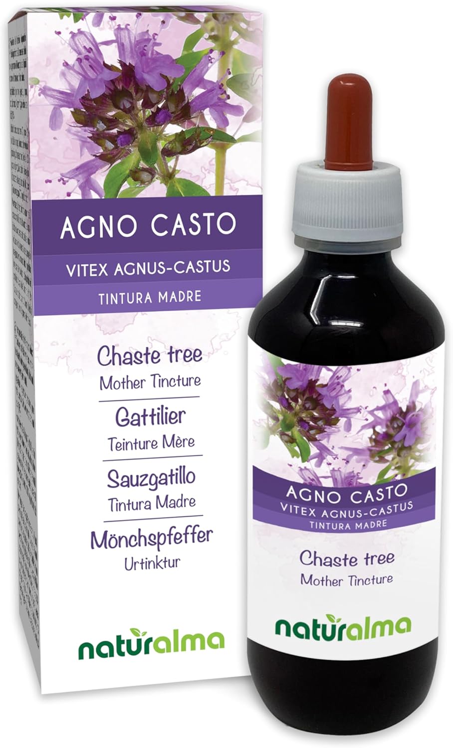 Naturalma Chaste Tree (Vitex Agnus-castus) Tintura sin alcohol de frutas – Extracto líquido en gotas de 6.76 onzas líquidas – Suplemento de hierbas