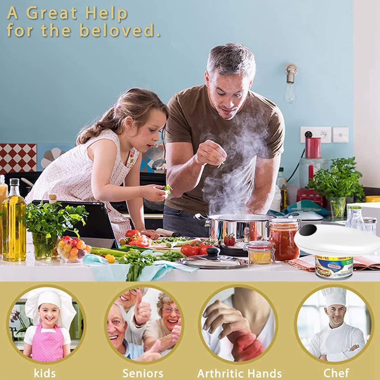 Kammoy Electric Can Opener, One-Touch Switch Can Opener, Battery Operated Handheld Can Opener, No Sharp Edge Kitchen Can Opener for Chefs, Arthritis and Seniors : Home & Kitchen