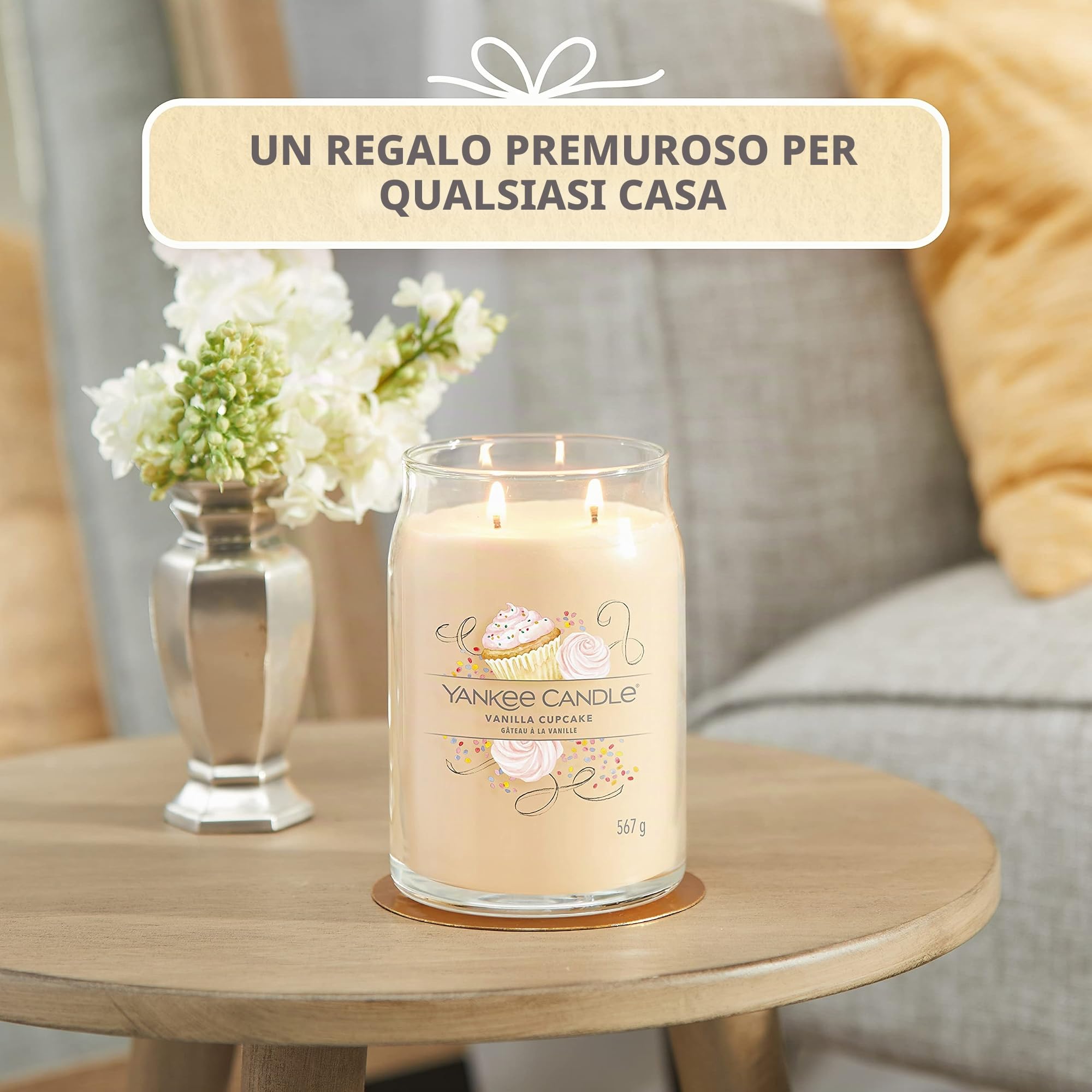 Yankee Candle Signature candela profumata, Cupcake alla Vaniglia in giara grande, Candele di miscela di cera di soia lunga durata