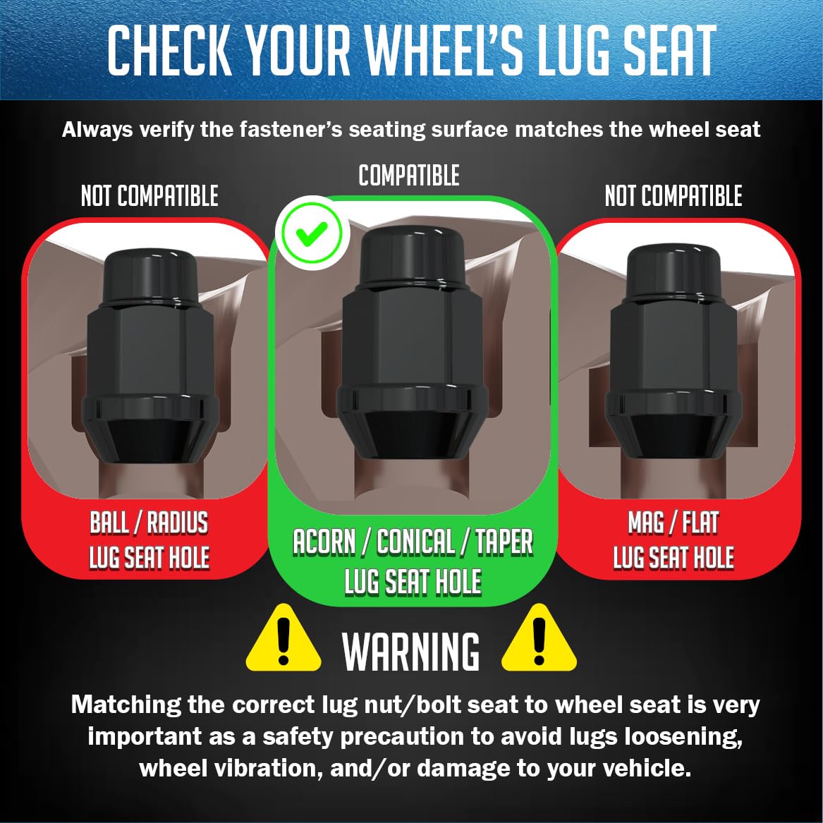 Wheel Accessories Parts 24 Pcs M12x1.5 12x1.5 Thread Bulge Acorn 1.38" 35mm Long Lug Nuts Black Chrome 3/4" 19mm Hex Fits Toyota Tacoma