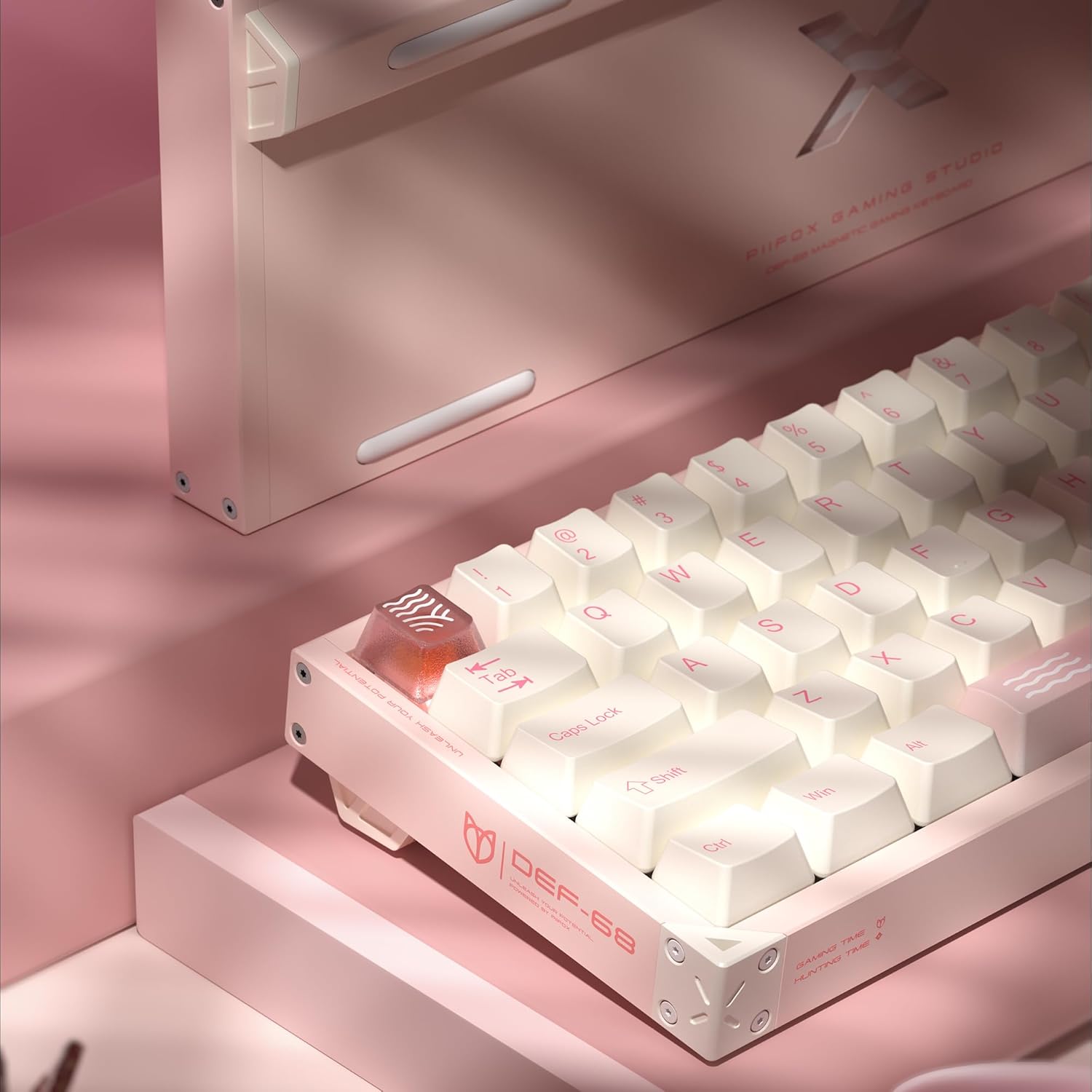 Defender 68 PC Gaming Keyboard Wired, 0.01mm Precision Magnetic Switch Hot Swappable, PBT Keycaps, RGB, 128K Polling Rate, IP57, Full Aluminum CNC Housing, Compatible with PC/Mac(Pink)