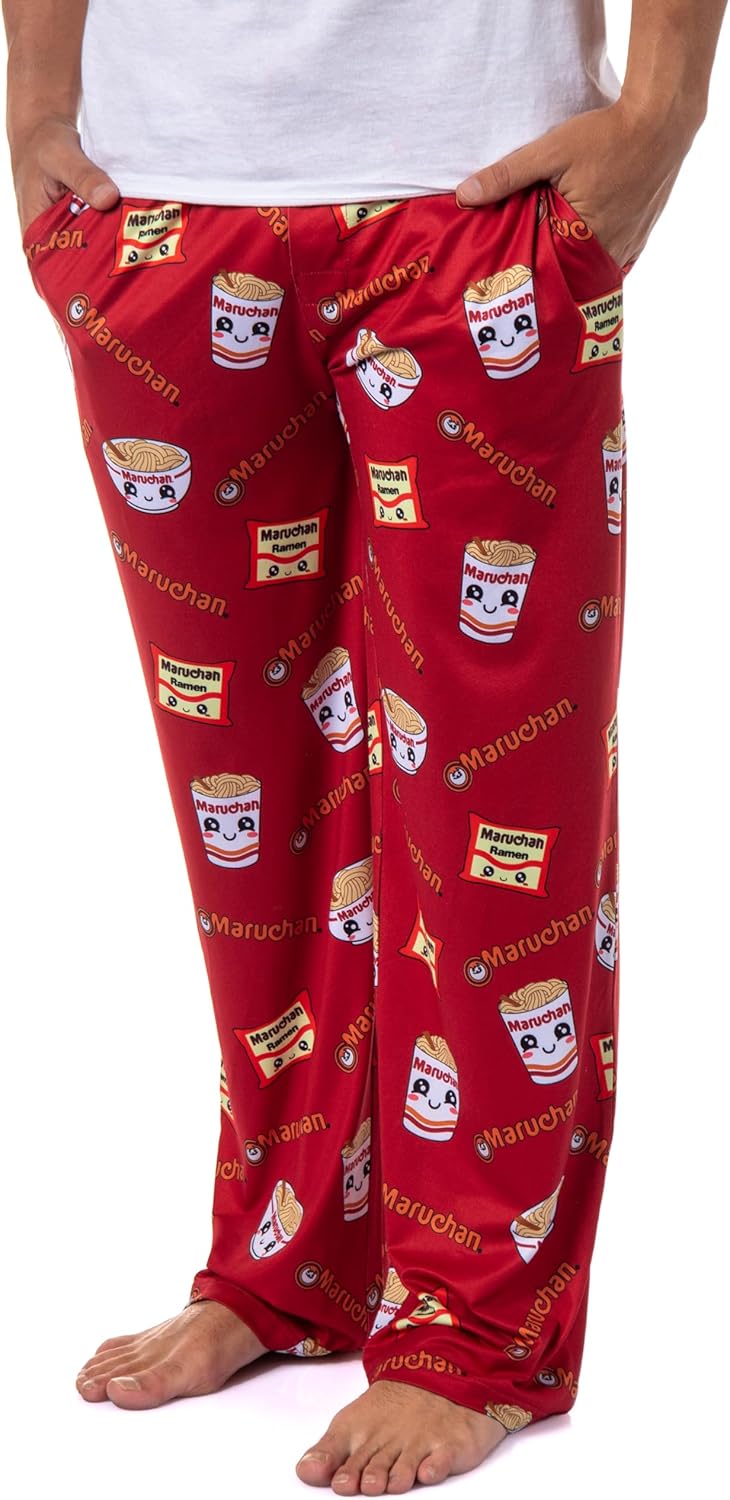 Mad Engine Maruchan Men's Ramen Noodles Soup Kawaii Ramen Makes Me Happy Adult Lounge Pajama Pants
