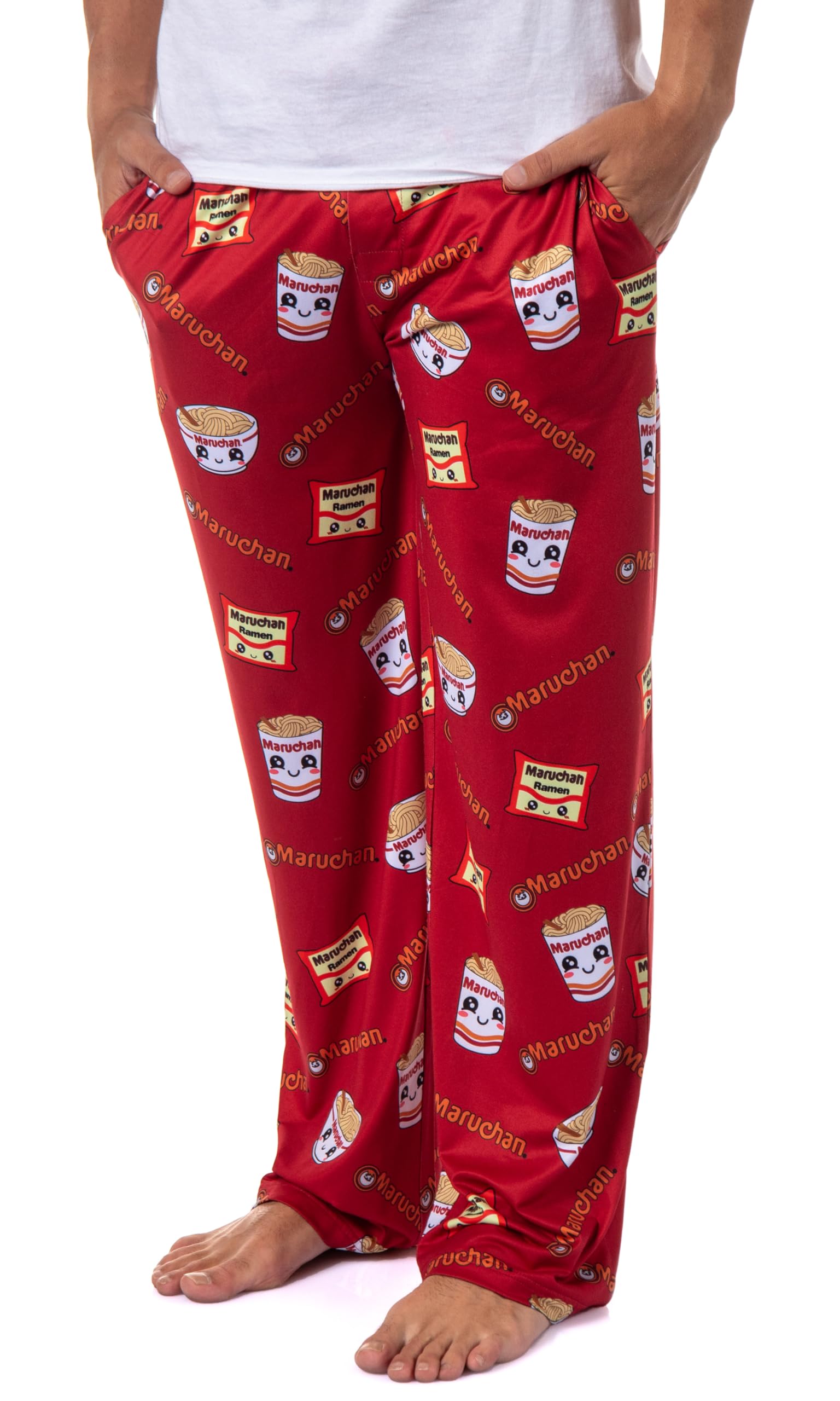 Mad Engine Maruchan Men's Ramen Noodles Soup Kawaii Ramen Makes Me Happy Adult Lounge Pajama Pants
