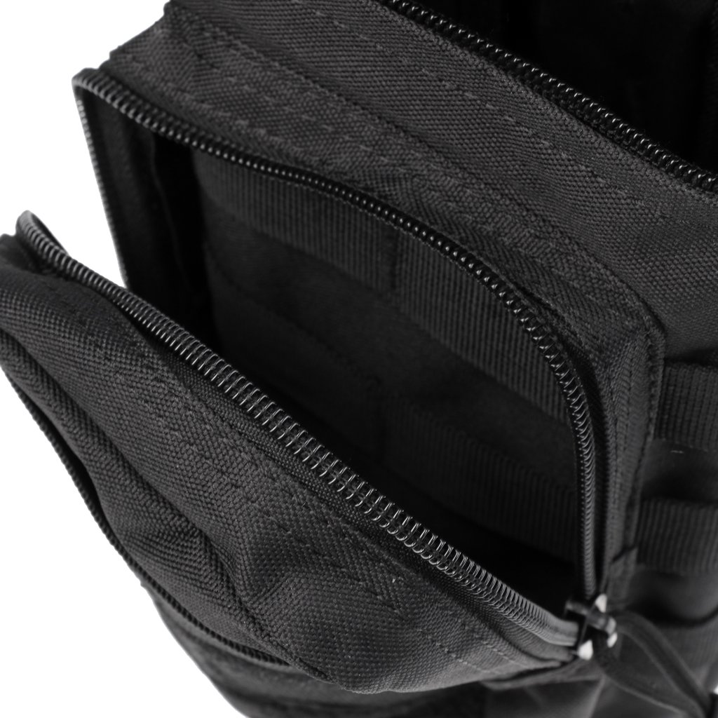 Tactical Military Hiking Molle Zippered Water Bottle Kettle Bag Pouch Black