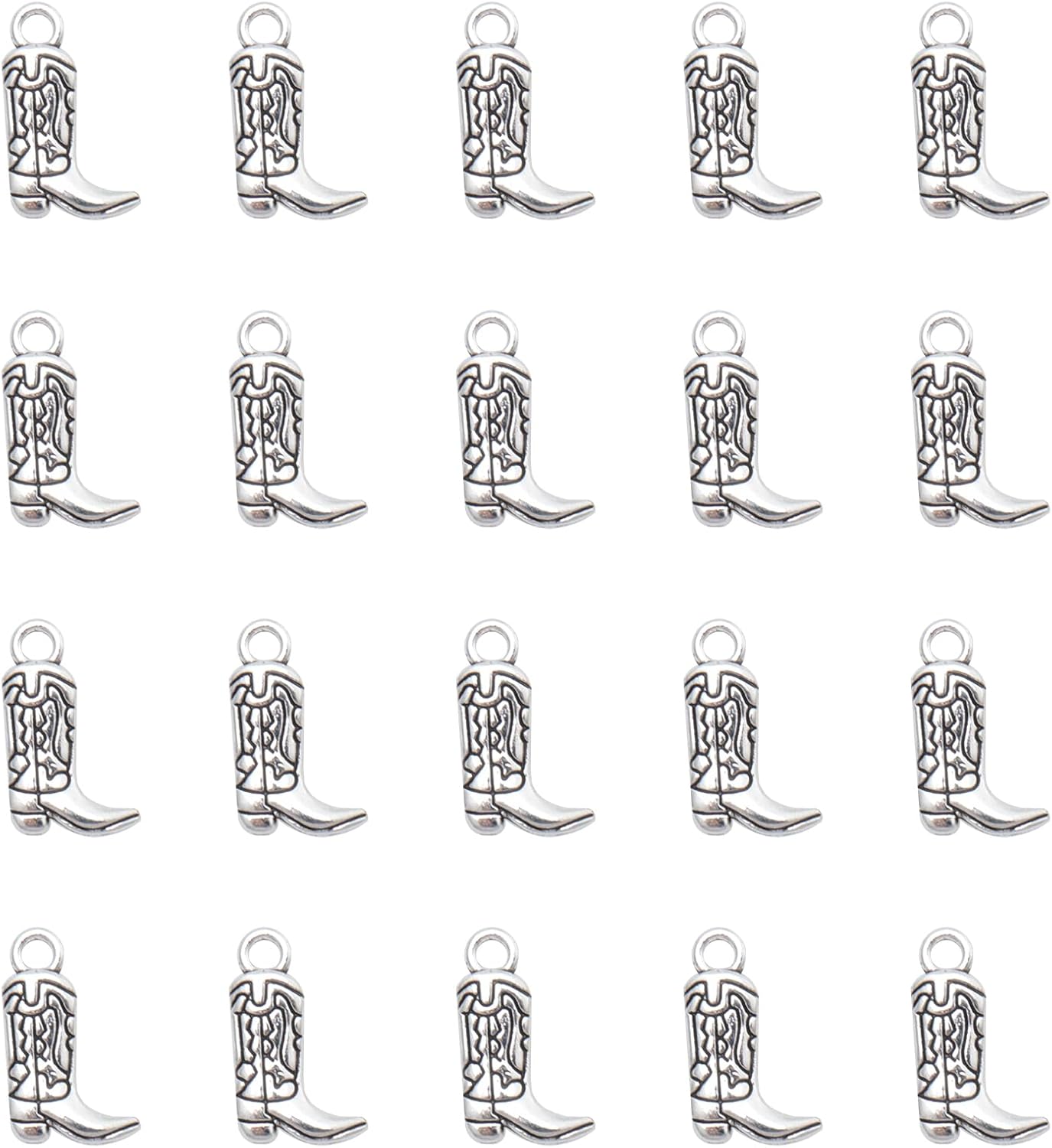30 Pcs Cowboy Boot Charms Western Cute Small 1.8 x 1.1 cm Cute Pendants Supplies for Jewelry Making Finding Kits Bracelets Necklace Keychain Key Ring