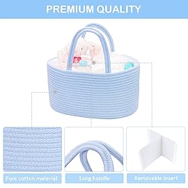 ABenkle Diaper Caddy Organizer, Boho Rustic Cotton Rope Nursery Baby Basket, Changing Table Organizer for Baby Diaper Storage and Baby Shower