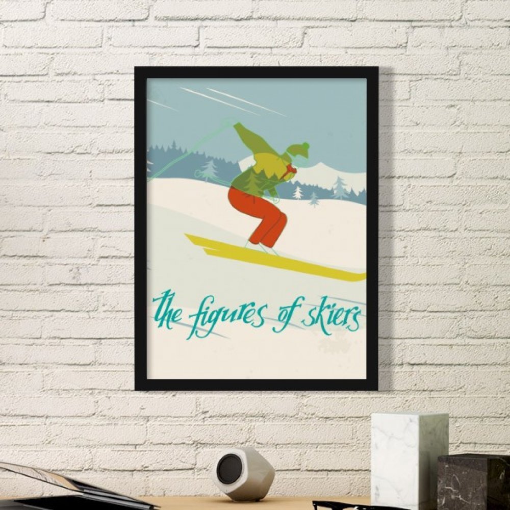 Cadre image de ski vintage DIYthinker noir décoration murale
