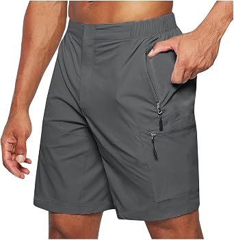 Mens Shorts 7 Inch Inseam Stretch Waist Zipper Pocket Cargo Shorts Summer Causal Solid Athletic Shorts Going Out