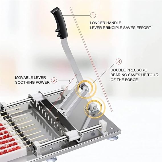 Kebab Making Box, 10-Hole Stainless Steel Kebab Maker W/100 Bamboo Sticks, for Grilling Kebab Making Kit