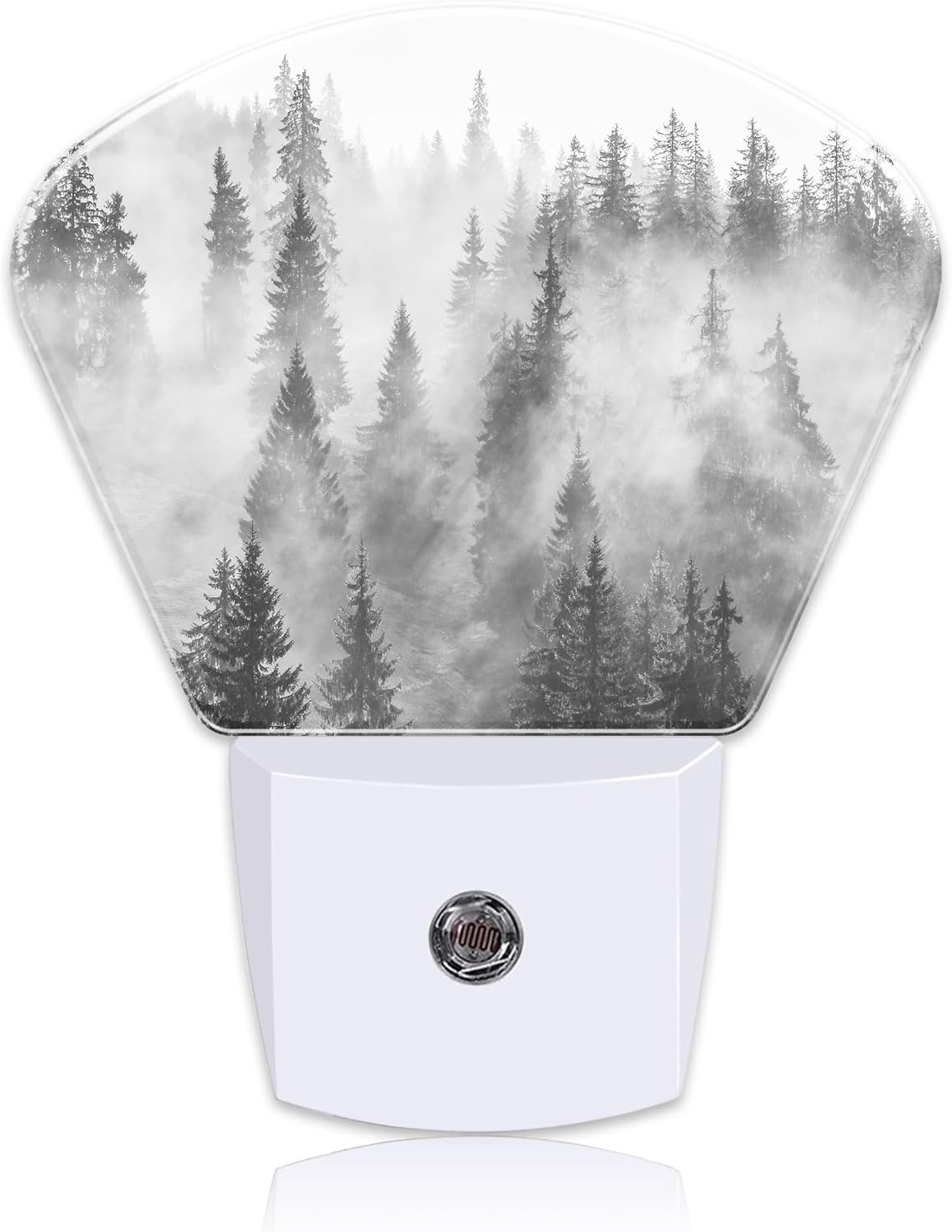 Black White Fog Forest Plug in Night Lights, Misty Forest Nightlight Plug Into Wall Dusk to Dawn Sensor for Kid Girls Boys Women Men Bedroom, Hallway, Kitchen, Bathroom, Stairs Decor