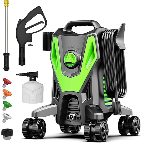 Pressure Washer, High Pressure Cleaning Machine with Foam Cannon, 4 Quick Connect Nozzles for Car/Garage/Patio Home Cleaning
