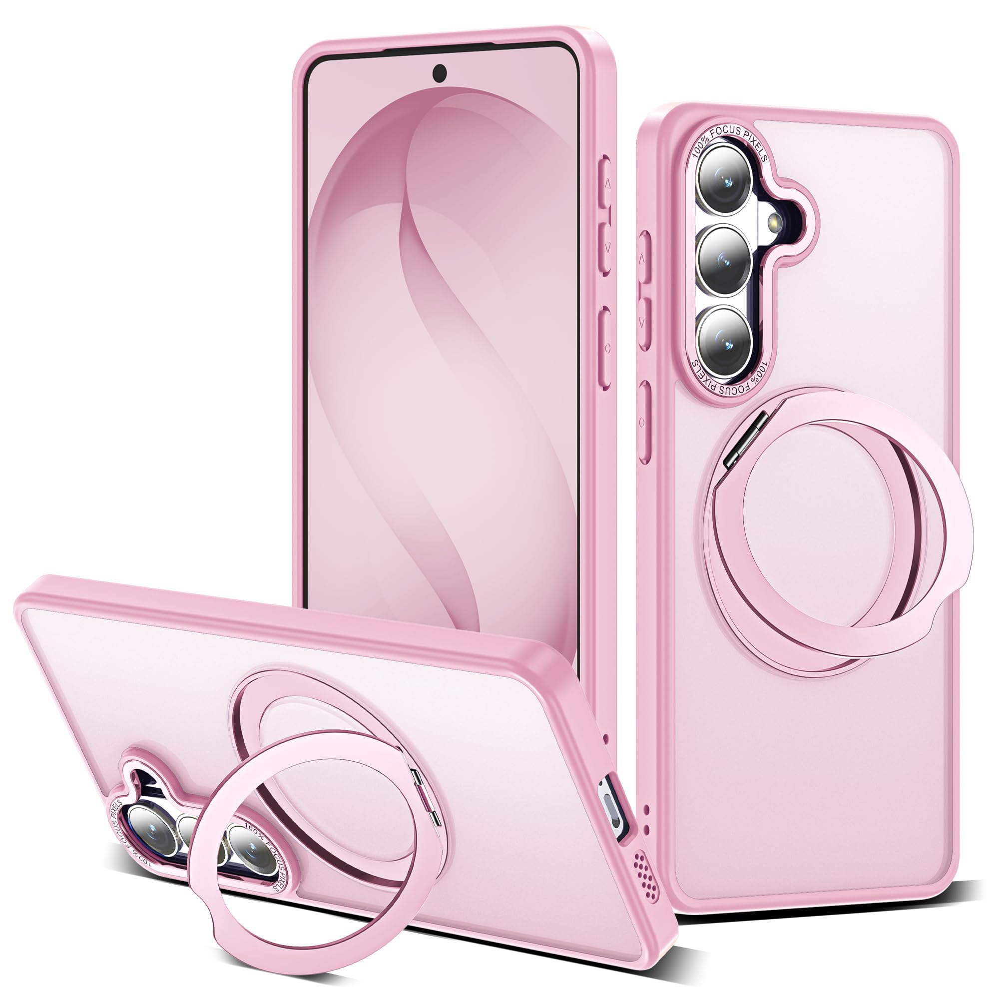 for Samsung Galaxy S26 Plus Case with 360° Spin Stand,Pink