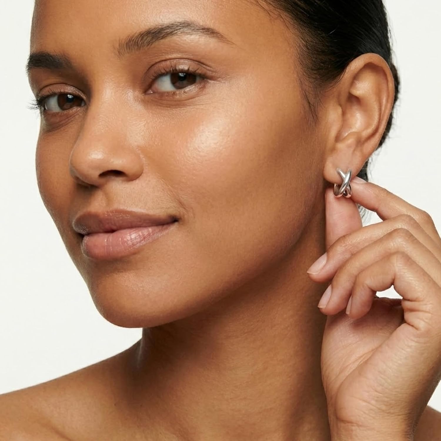 Mchic Gold Earrings for Women Trendy: Dainty Simple Stud Earrings 18K Gold/Silver Plated Minimalist Studs Hypoallergenic Lightweight Earring Jewelry for Gift - Image 3