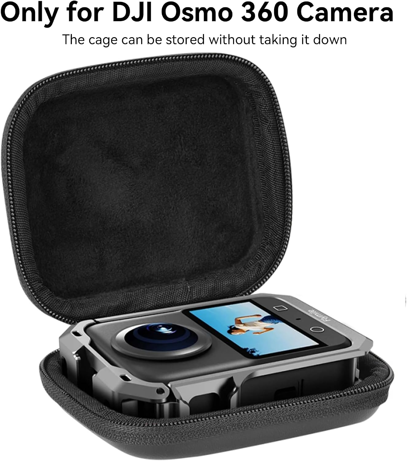 Osmo 360 Carrying Case - Portable PU Hard Shell Travel Storage Bag for Osmo 360 Action Camera Accessories Protective Cover with Carabiner image 2