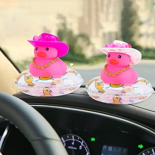 Miniatura 5 de wonuu Accesorios de coche, sombrero de vaquero, patos de goma, decoración de tablero de automóvil, decoración de tablero de goma, pato, accesorios